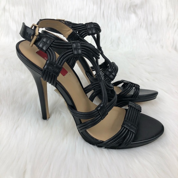 Saks Fifth Avenue Shoes - RED Saks Fifth Avenue Black Leather Strappy Heels